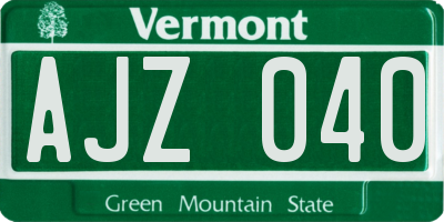 VT license plate AJZ040