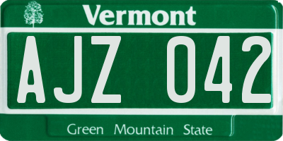 VT license plate AJZ042