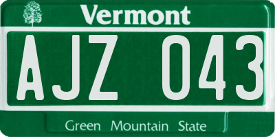 VT license plate AJZ043