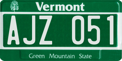 VT license plate AJZ051