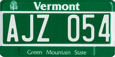 VT license plate AJZ054
