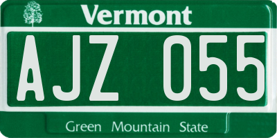 VT license plate AJZ055