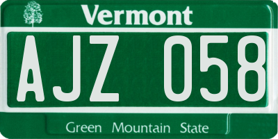 VT license plate AJZ058
