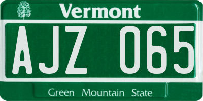 VT license plate AJZ065
