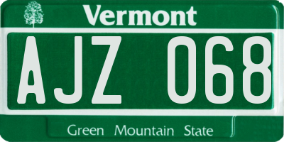 VT license plate AJZ068