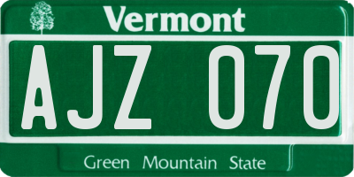 VT license plate AJZ070