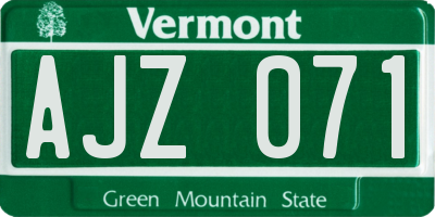 VT license plate AJZ071