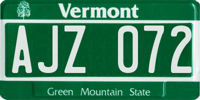 VT license plate AJZ072
