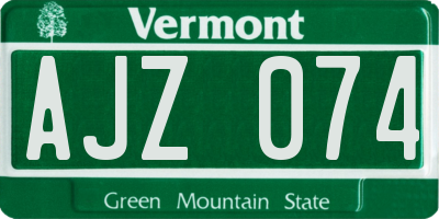 VT license plate AJZ074
