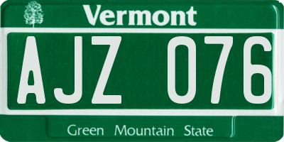 VT license plate AJZ076