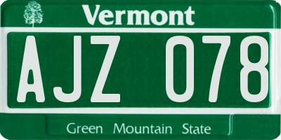 VT license plate AJZ078
