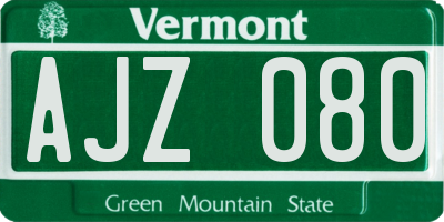 VT license plate AJZ080