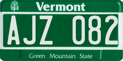 VT license plate AJZ082