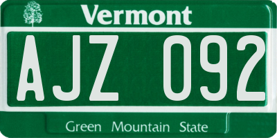 VT license plate AJZ092