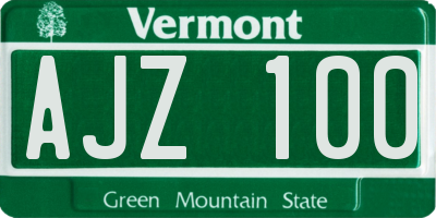 VT license plate AJZ100
