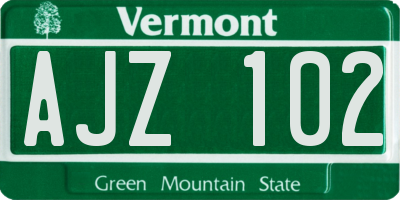 VT license plate AJZ102