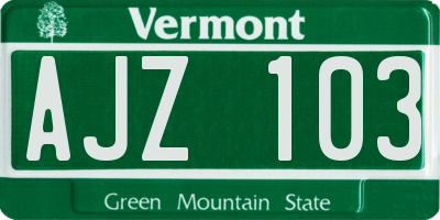 VT license plate AJZ103