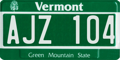 VT license plate AJZ104