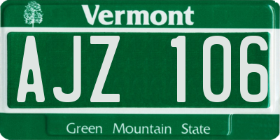 VT license plate AJZ106