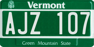 VT license plate AJZ107