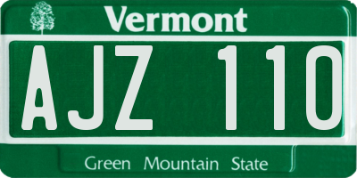 VT license plate AJZ110