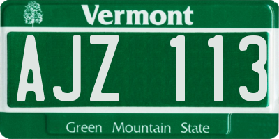 VT license plate AJZ113