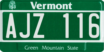 VT license plate AJZ116