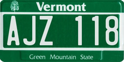 VT license plate AJZ118