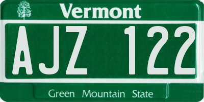 VT license plate AJZ122