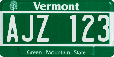 VT license plate AJZ123