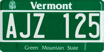 VT license plate AJZ125