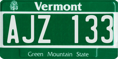 VT license plate AJZ133