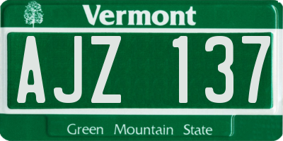 VT license plate AJZ137