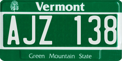VT license plate AJZ138