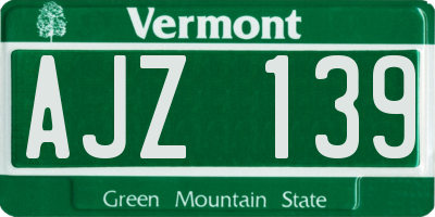 VT license plate AJZ139