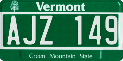 VT license plate AJZ149