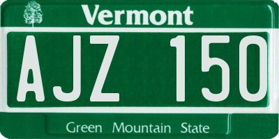 VT license plate AJZ150