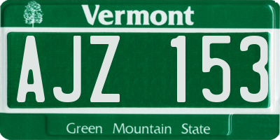 VT license plate AJZ153