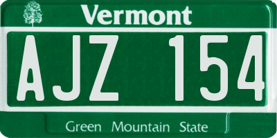 VT license plate AJZ154