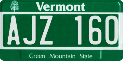 VT license plate AJZ160