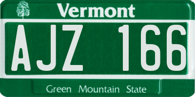 VT license plate AJZ166
