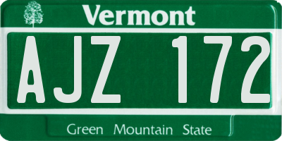 VT license plate AJZ172