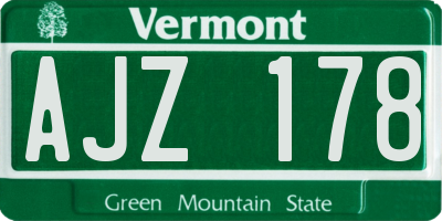 VT license plate AJZ178