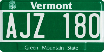 VT license plate AJZ180