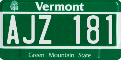 VT license plate AJZ181
