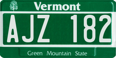 VT license plate AJZ182