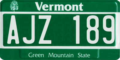 VT license plate AJZ189