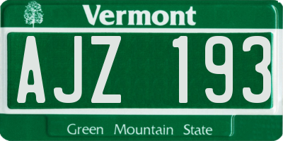 VT license plate AJZ193