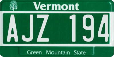 VT license plate AJZ194