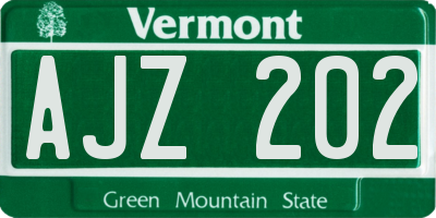 VT license plate AJZ202